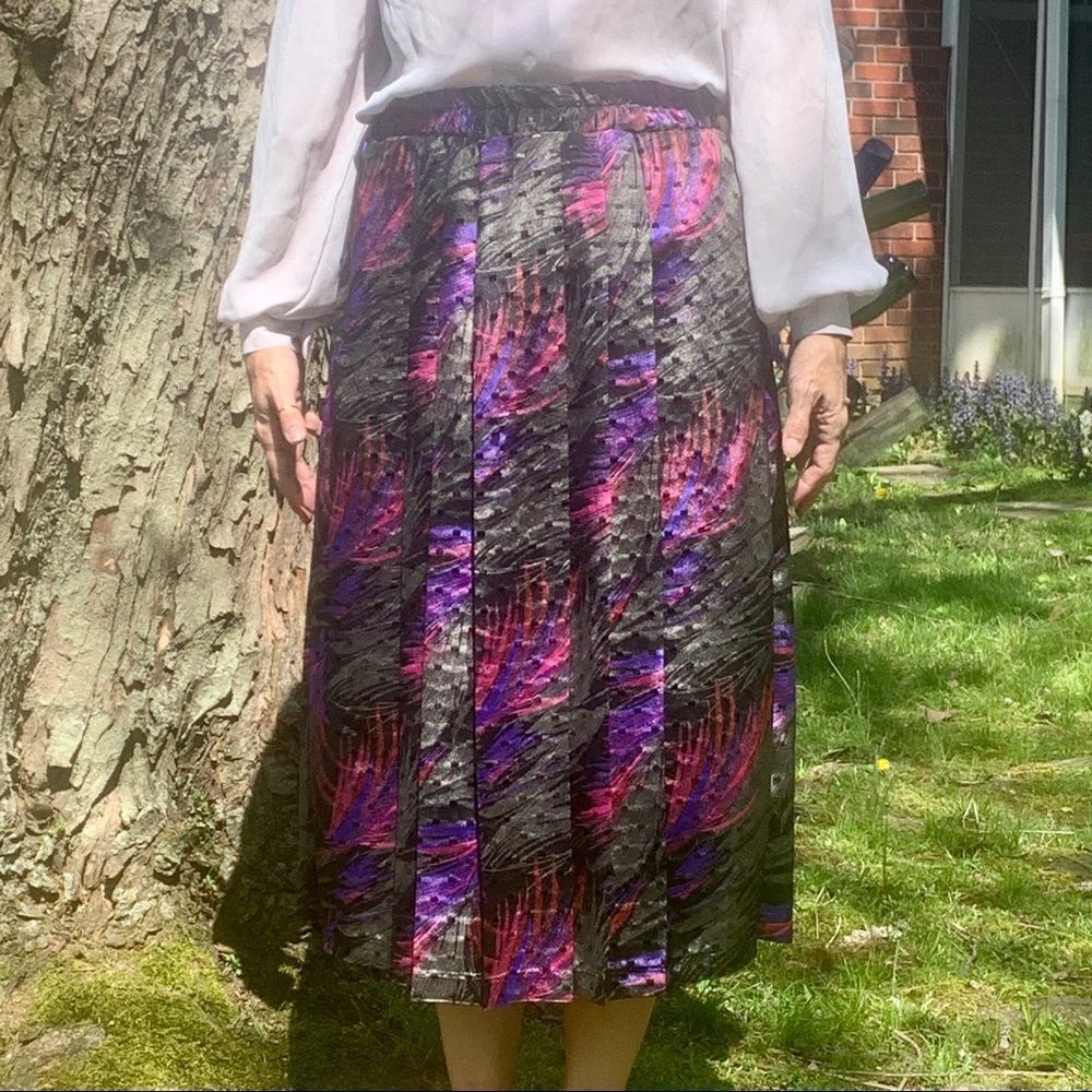 Vtg 80s Maygene dark polyester pleated ski…